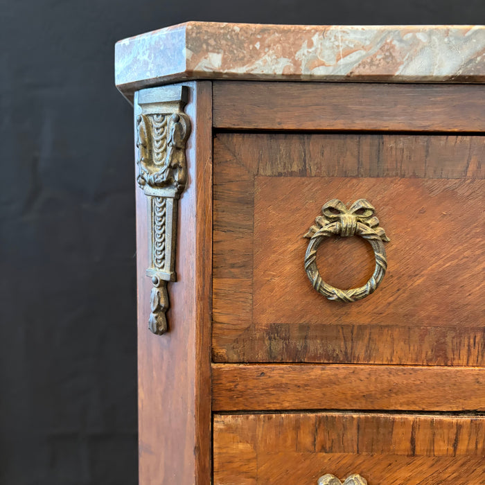French Pair Marble Top Nightstands or Bedside Tables, or Side Tables Louis XV