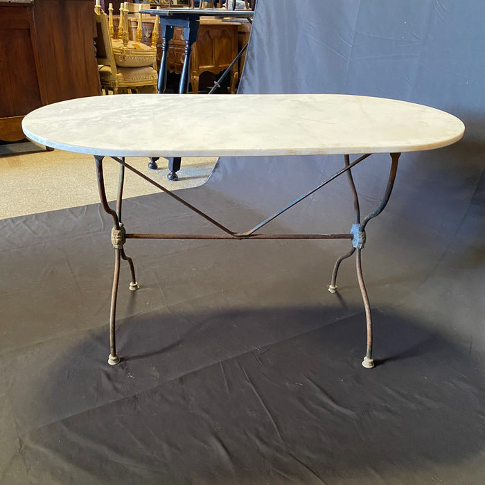 French Oval Marble Top Cafe Table