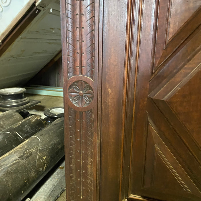 French Early 19th Century Solid Walnut Buffet a' Deux Corps Sideboard