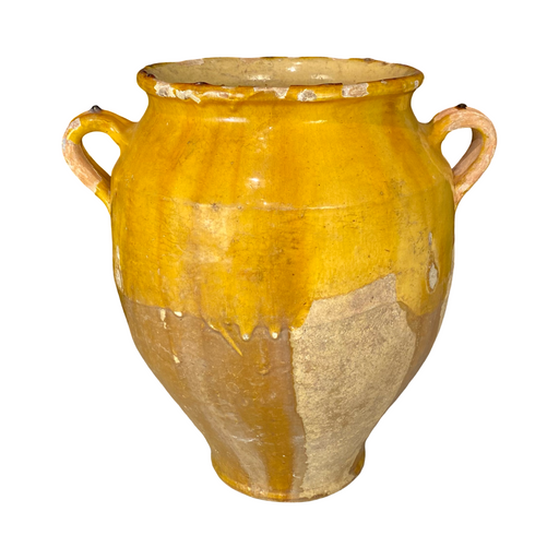 French Confit Pot with Yellow Glaze from the 19th Century #8864
