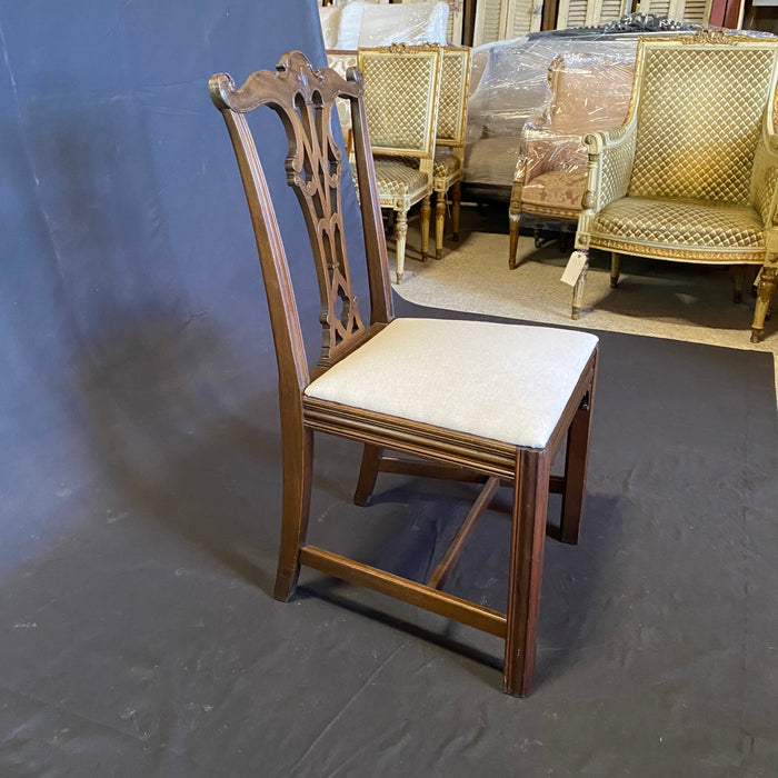 Set of 4 Mahogany Chippendale Dining Chairs or Side Chairs Newly Upholstered