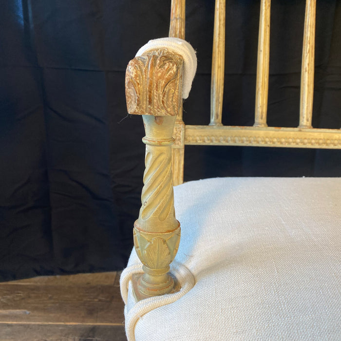 Early 19th Century French Louis XVI Painted Loveseat, Sofa or Settee Bench with New Upholstery