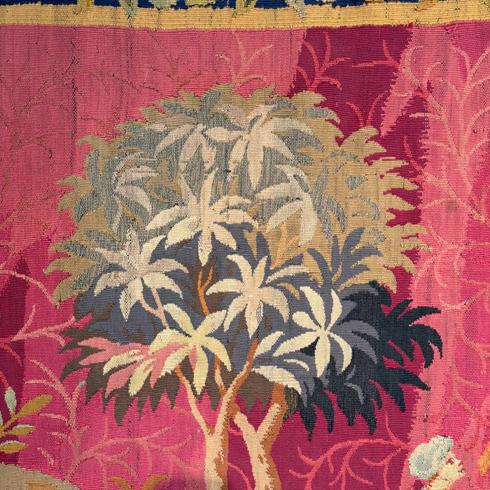 French Verdure Tapestry with Hunt Scene, Figures and Hounds