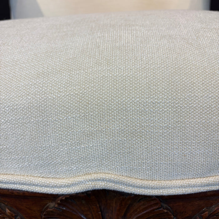 Pair of Early 19th Century French Louis XV Carved Walnut Fauteuil Armchairs with New Neutral Upholstery
