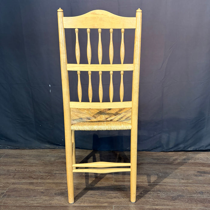 Set of Four Swedish Gustavian Style Country Spindle Back Dining Chairs with Rush Seats
