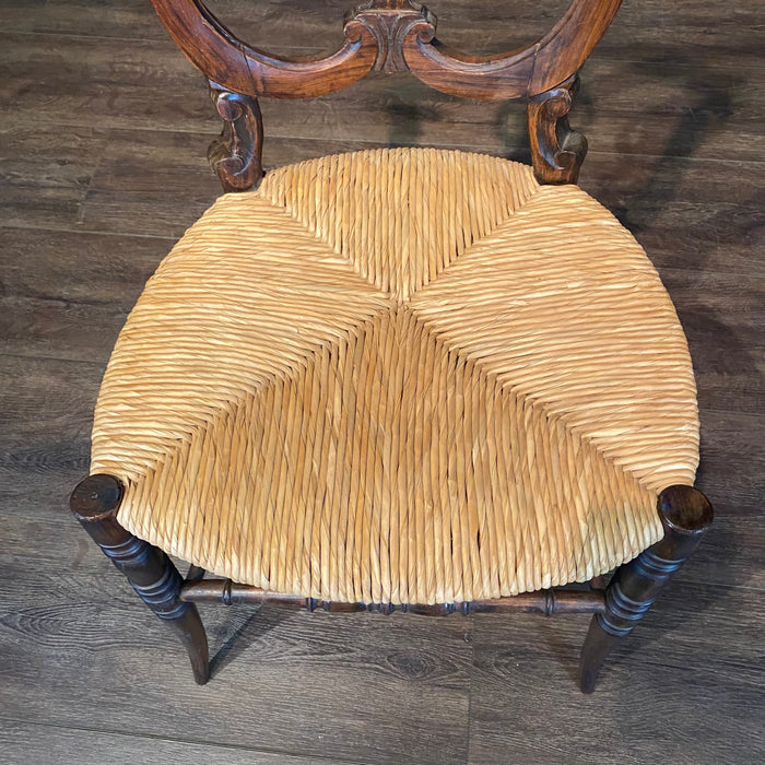 Early Rosewood Side Chair or Accent Chair with Rush Seat