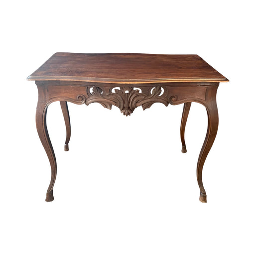 19th Century French Louis XV Carved Walnut Side Table or Desk Hoof Feet