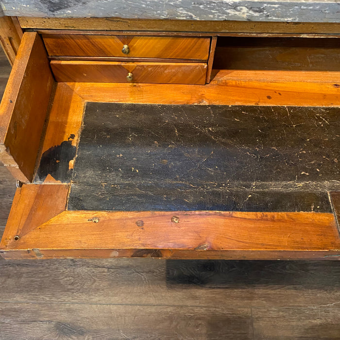 19th Century French Walnut Commode, Chest of Drawers, Dresser or Secrétaire Desk with Marble Top