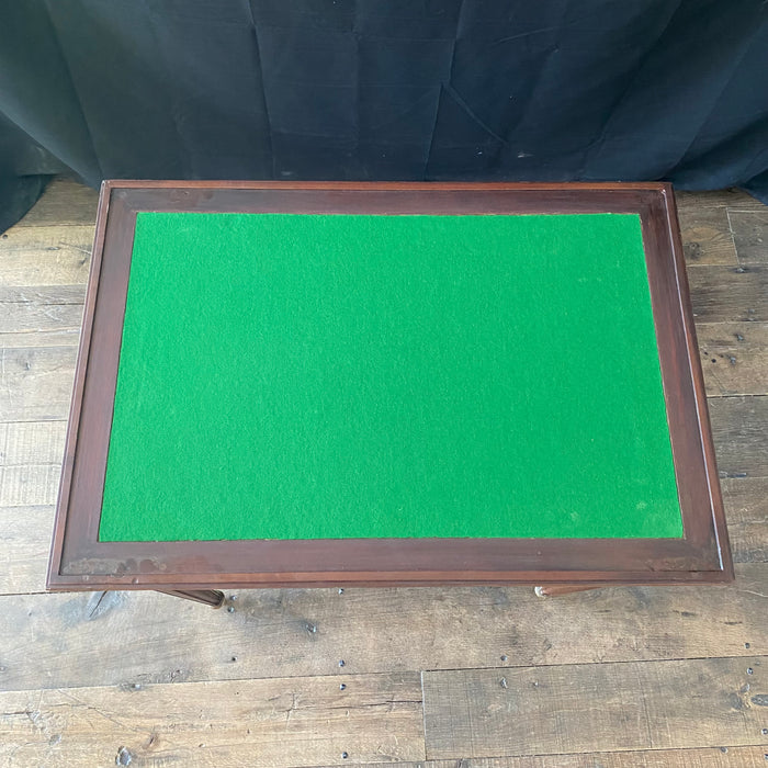 French Inlaid Game Table with Reversible Felt Top and Original Backgammon and Other Game Pieces