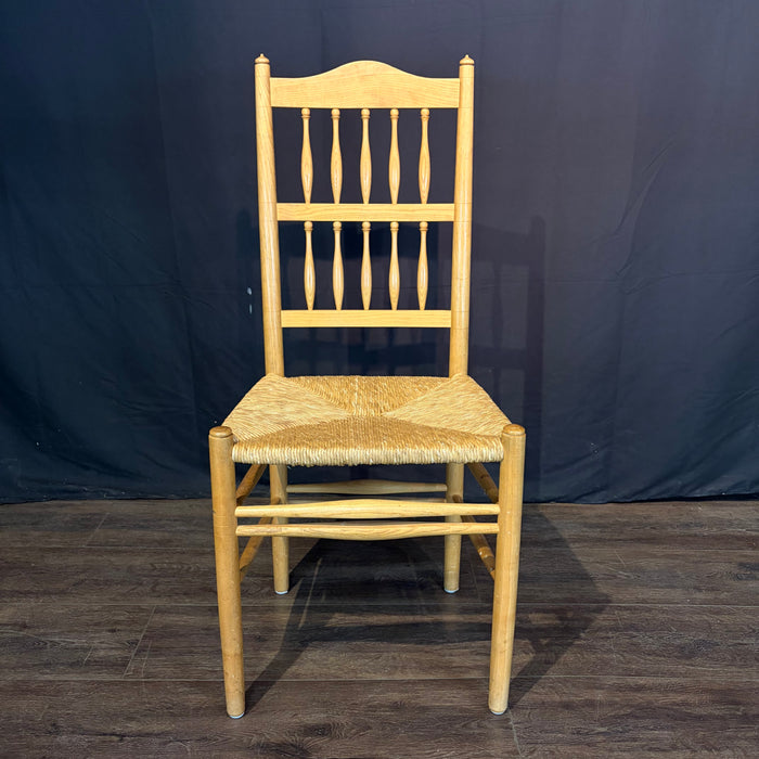 Set of Four Swedish Gustavian Style Country Spindle Back Dining Chairs with Rush Seats