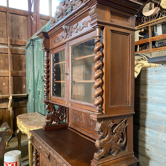 Antique French Renaissance Black Forest Hunt Buffet Sideboard 19th Century