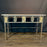Antique French Balcony Console Table with Marble Top & Figural Wrought Iron Panel