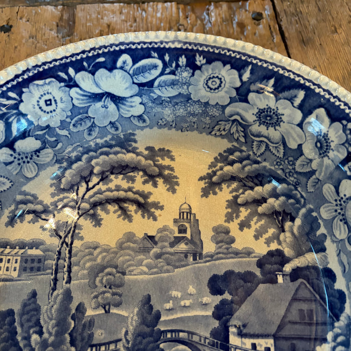 19th Century Blue & White English Transferware Large Bowl
