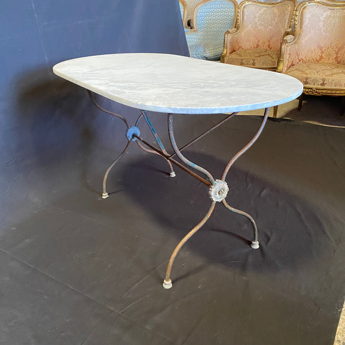 French Oval Marble Top Cafe Table