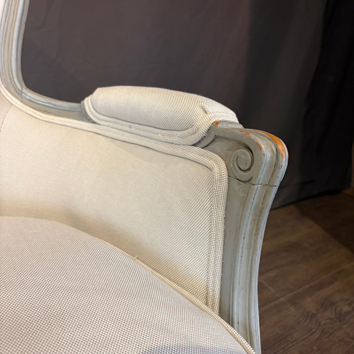 Pair of Antique French Louis XV Painted Bergère Armchairs