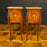Pair French Louis XV Satinwood Nightstands with Inlaid Marquetry and Marble Tops