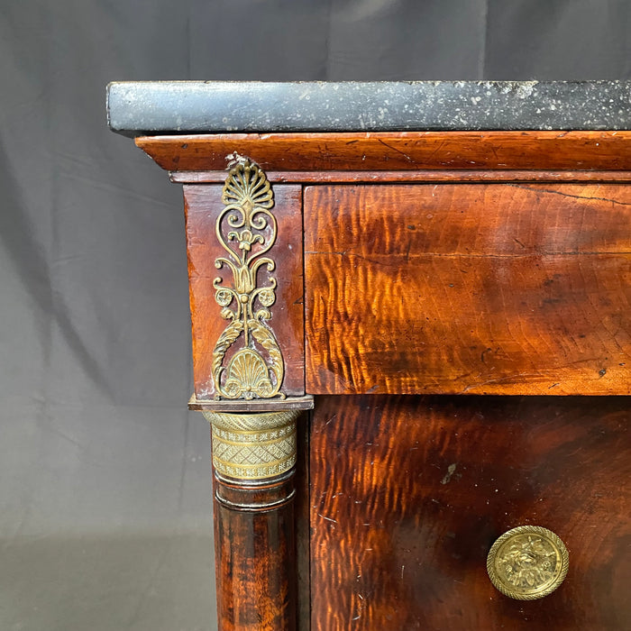 French 19th Century Empire Petite Walnut Commode with Original Marble Top