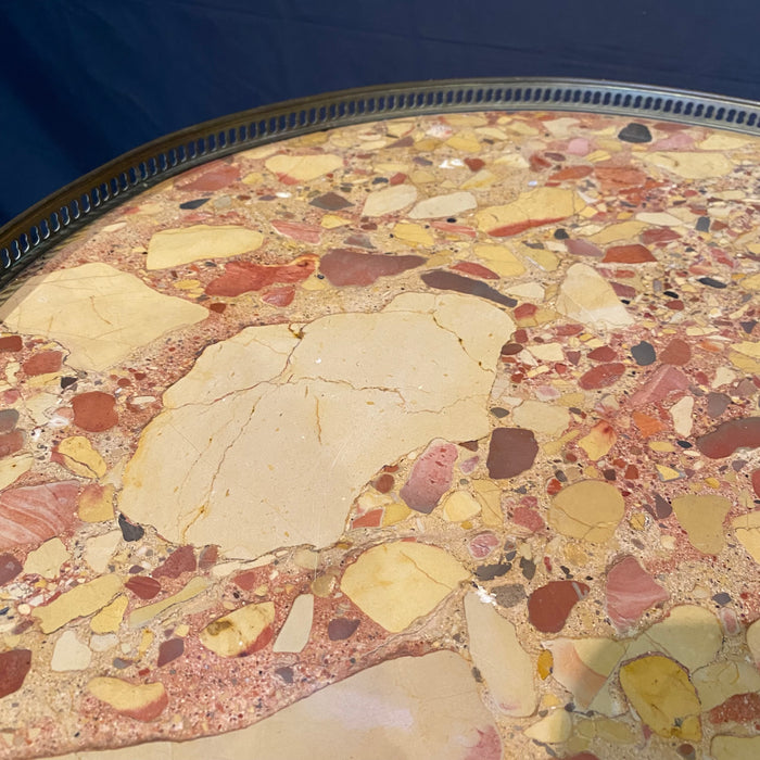 French Louis XVI Marble Top Bouillette or Games Table or Side Table