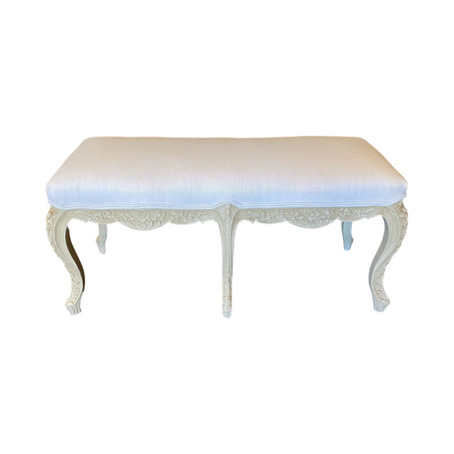 French 19th Century Carved Louis XV Bench or Window Seat with Original Paint and Lovely Patina