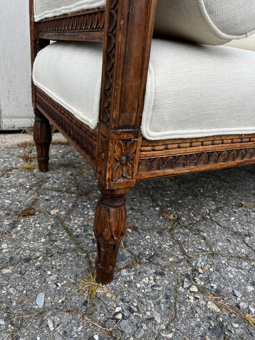 19th Century Rare Carved Swedish Gustavian Sofa Bench, Couch, Loveseat or Settee newly Upholstered