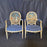 Pair of Early French Louis XVI Painted Armchairs or Fauteuils with Stunning Blue Aubusson Hunting Tapestry