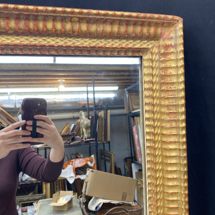 18th Century French Carved Giltwood Wall Mirror with Original Gold Leaf Paint