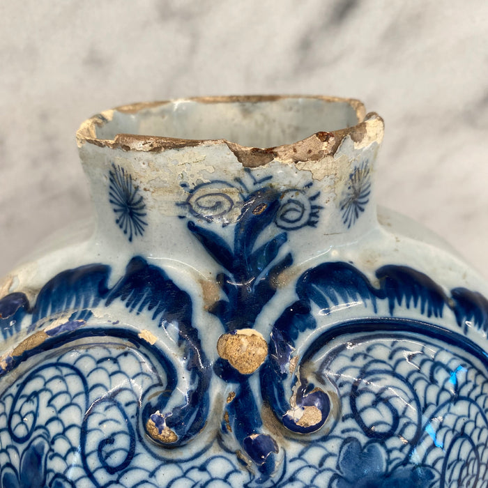 Antique Dutch Delft Blue and White Faience Vase
