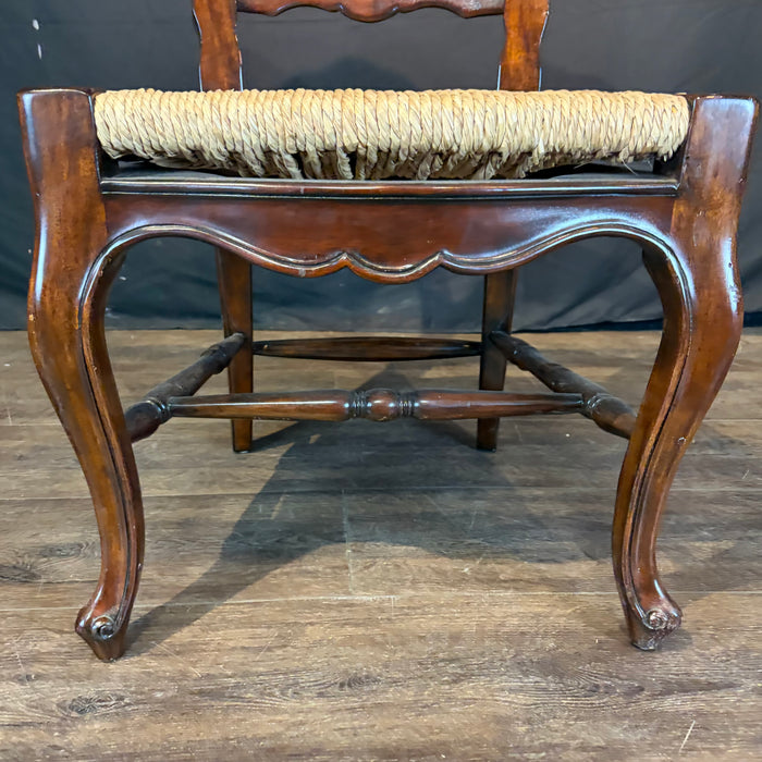 Set of Eight French Louis XV-Style Walnut Dining Chairs with Rush Seats