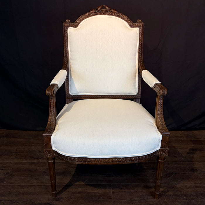 Antique French Pair of Armchairs or Fauteuils Museum Quality Carved 19th Century Louis XVI