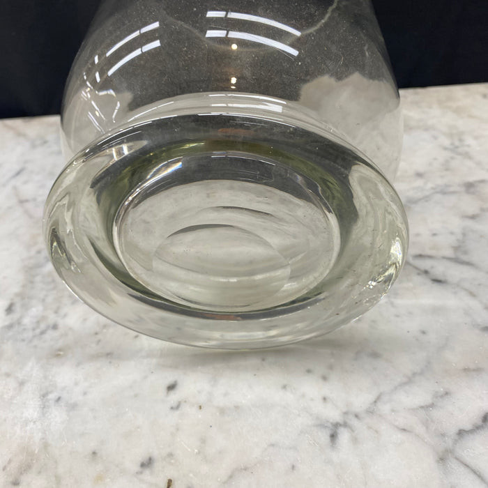 Hand-Blown Clear Glass Hurricane Vase, Footed Candle Holder and Centerpiece