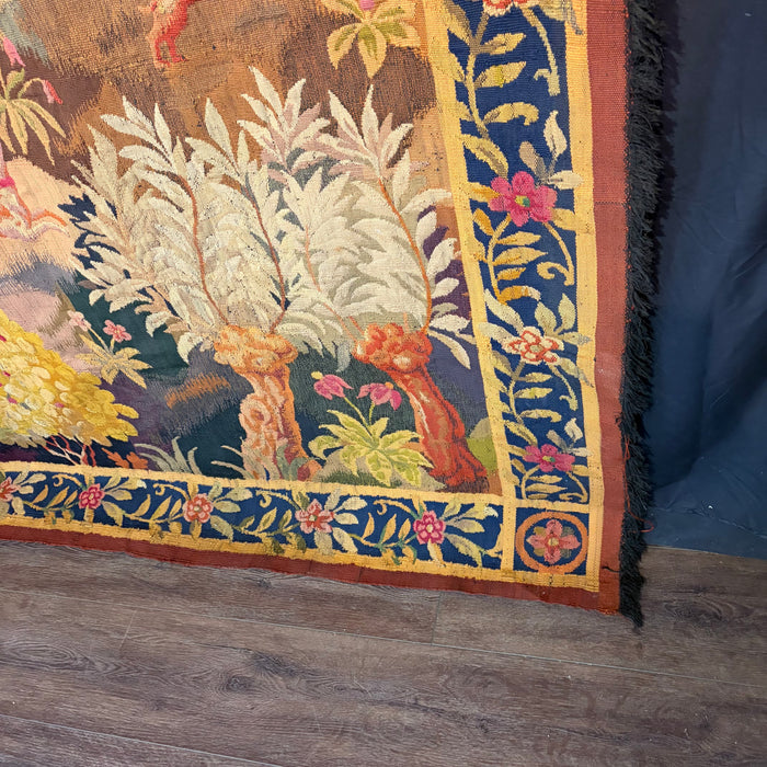French Verdure Tapestry with Hunt Scene, Figures and Hounds