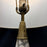 Italian Mid-Century Alabaster Teardrop Table Lamp with Gilt Metal Collar and Base