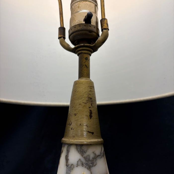 Italian Mid-Century Alabaster Teardrop Table Lamp with Gilt Metal Collar and Base