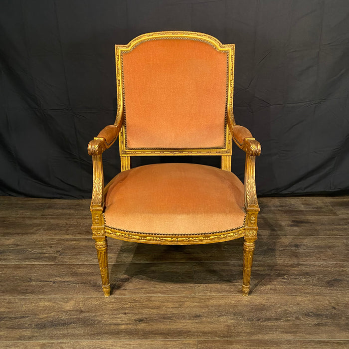 Antique French Louis XVI Salon Suite | Sofa or Canapé, Pair of Armchairs or Fauteuils & Pair of Side Chairs