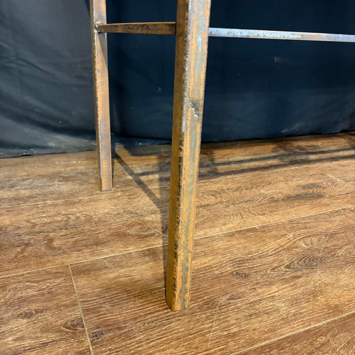 Antique French Balcony Console Table with Marble Top & Figural Wrought Iron Panel