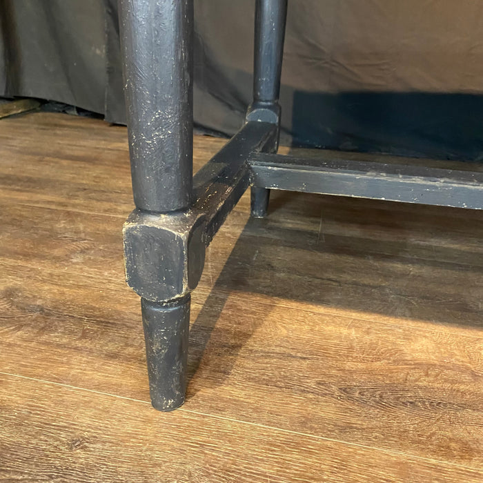 Antique French Louis XVI Desk, Console, Desk, Sofa Table, Kitchen Island or Dining Table Painted Ebony