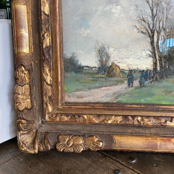 Antique French Painting: Impressionist Landscape from Paris