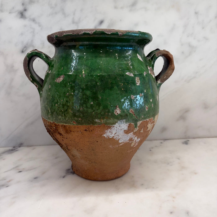 French Confit Pot with Green Glaze from the 19th Century #8687