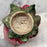 Antique French Pink Porcelain Rose Flower Sculpture with Green Leaves