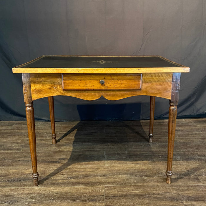 French Elegant Leather Top Game Table, Side Table or Desk