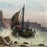 19th Century Coastal Seascape Pastel Painting with Rocky Coast by Listed Artist Clarence E. Braley (1854-1927)