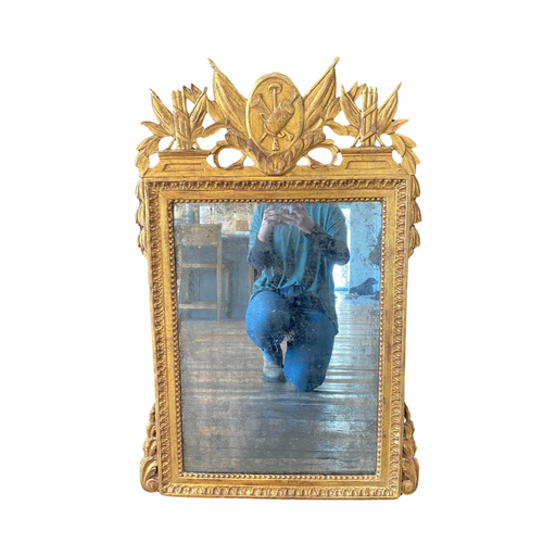 18th Century French Louis XVI Giltwood Bridal Mirror with Original Mirror Glass