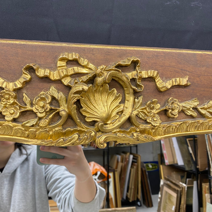 Spectacular French Louis XIV Gold Gilt and Fruitwood Rectangular Wall or Mantel Mirror