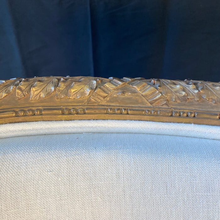 Antique French Louis XVI Armchair or Bergere Chair with New Upholstery