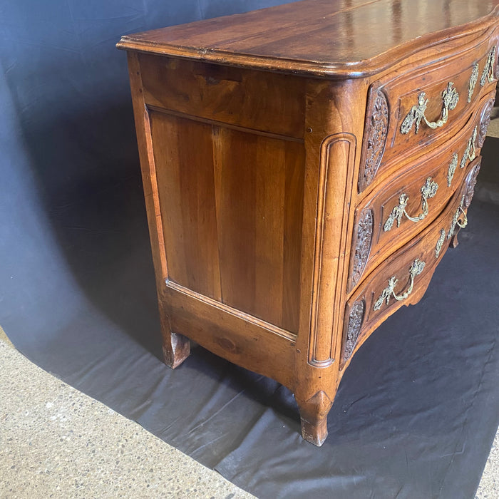 Antique French Carved Louis XV Commode or Chest of Drawers with Exquisite Figural Hardware