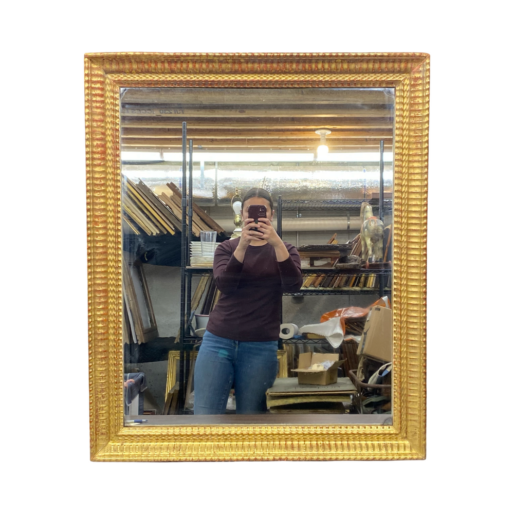 18th Century French Carved Giltwood Wall Mirror with Original Gold Leaf Paint
