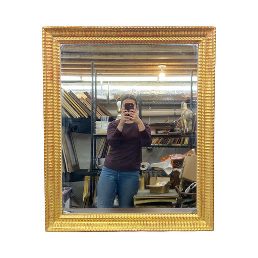 18th Century French Carved Giltwood Wall Mirror with Original Gold Leaf Paint