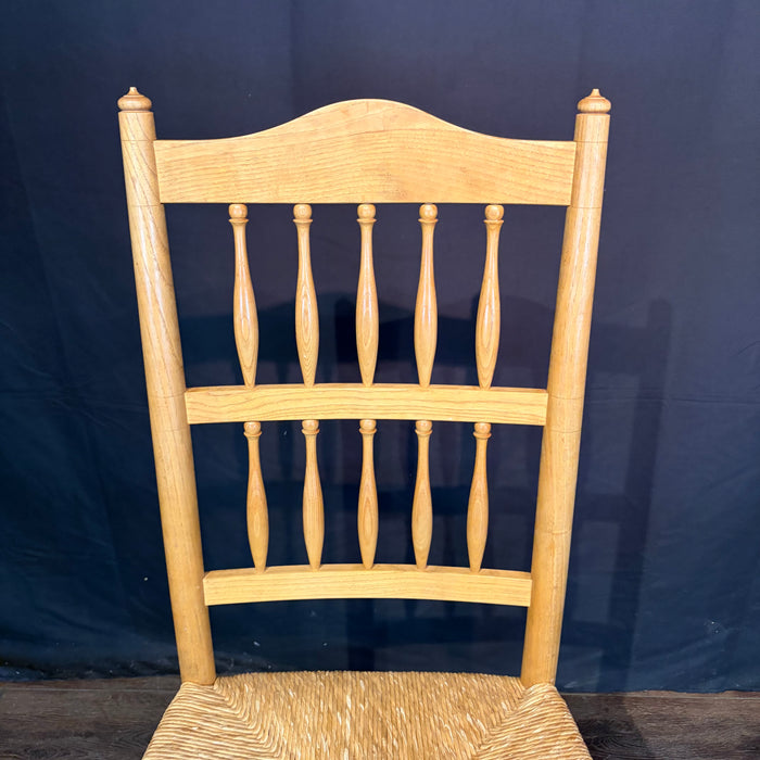 Set of Four Swedish Gustavian Style Country Spindle Back Dining Chairs with Rush Seats