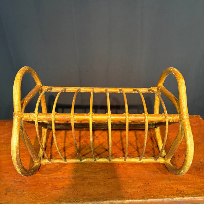 Antique Bent Rattan Cane Magazine Rack
