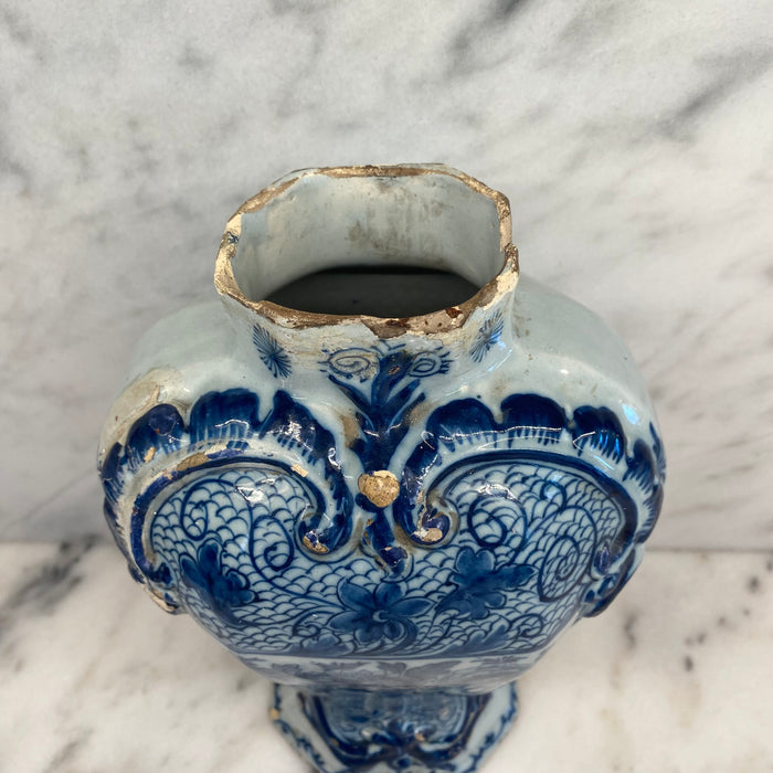 Antique Dutch Delft Blue and White Faience Vase